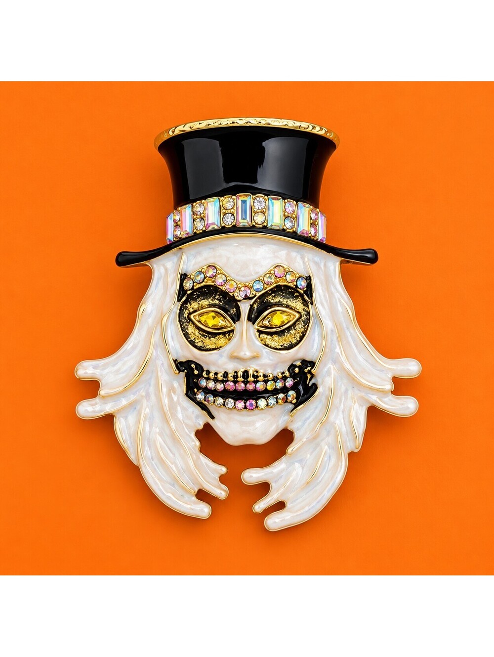 Halloween Rhinestone Inlaid Ghost Face Brooch